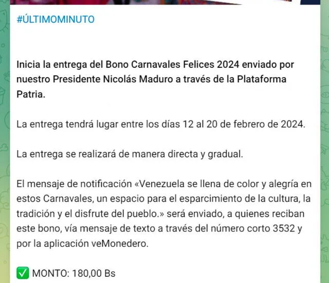 Bono Carnavales Felices 2024 | Nicolás Maduro | Sistema Patria | Venezuela