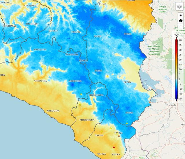 Las temperaturas variaron al interior del país. Foto: Senamhi   