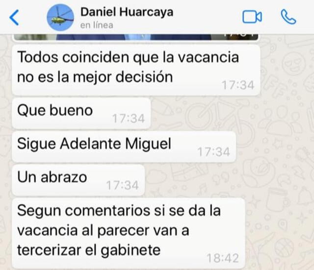 Mensaje de Daniel Huarcaya a ministro Incháustegui