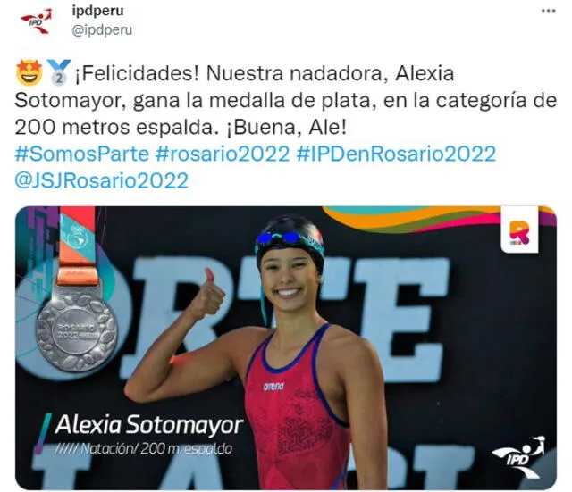 Alexia Sotomayor ganó todas sus medallas hasta ahora en el estilo espalda de natación. Foto: captura de IPD
