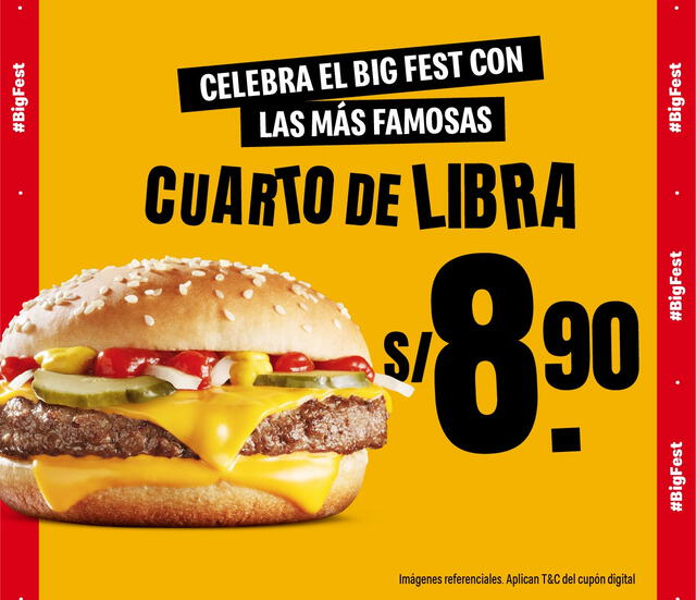  Promocional de la oferta de cuarto de libra. Foto: McDonald's   