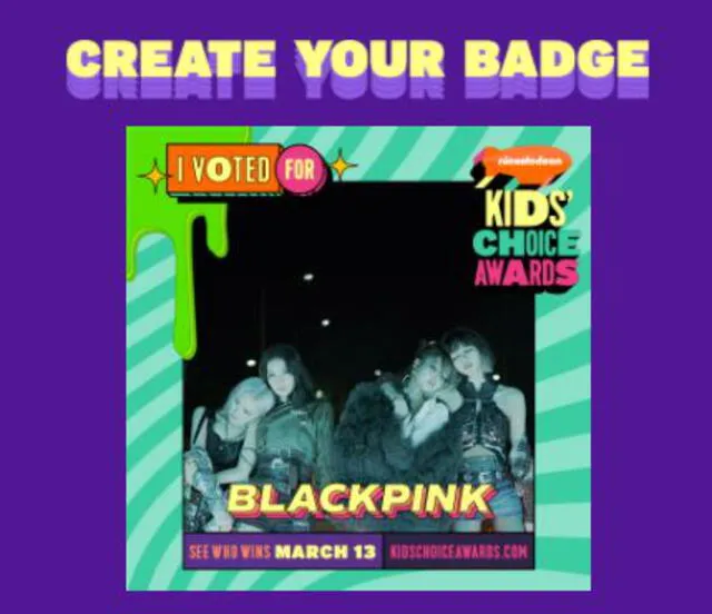 Banner oficial de BLACKPINK en los Kids' CHoice Awards. Foto: Nickelodeon