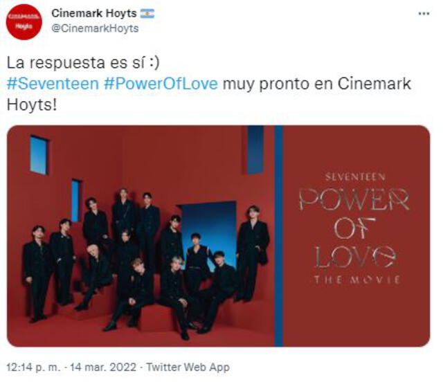 SEVENTEEN en Cinemark Hoyts de Argentina. Foto: captura Twitter