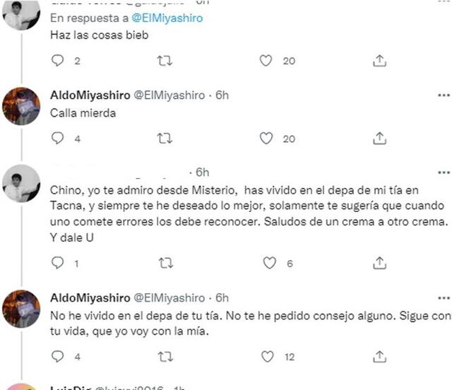 Aldo Miyashiro en Twitter