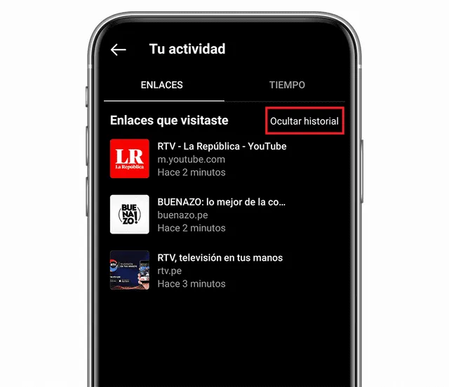 Cómo ocultar todo el historial de enlaces. Foto: La República