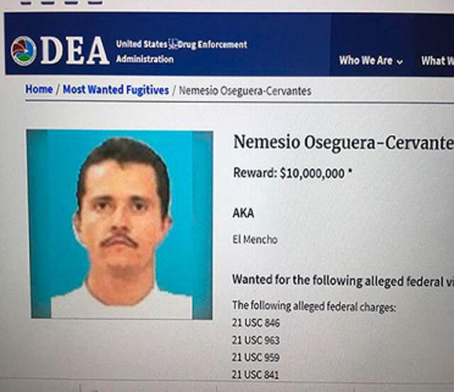 Desde hace varios años el Mencho es el narcotraficante más buscado tanto en Estados Unidos como en México. Foto: difusión