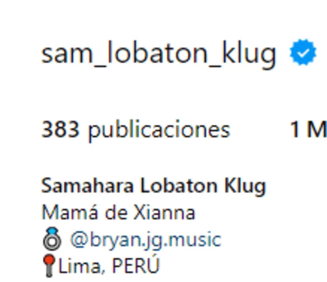 Esta es la biografía de Instagram de Samahara Lobatón. Foto: Instagram / Samahara Lobatón 