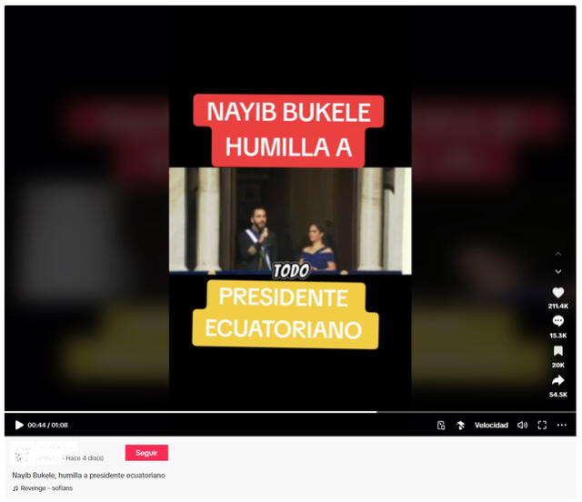 <em> Desinformación sobre Nayib Bukele y Daniel Noboa. Foto: captura de TikTok</em>   