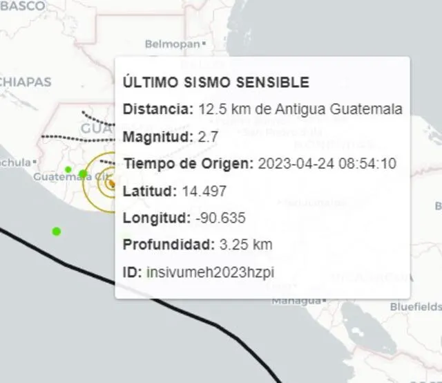 Último sismo registrado en Guatemala HOY. Foto: Invisumeh.