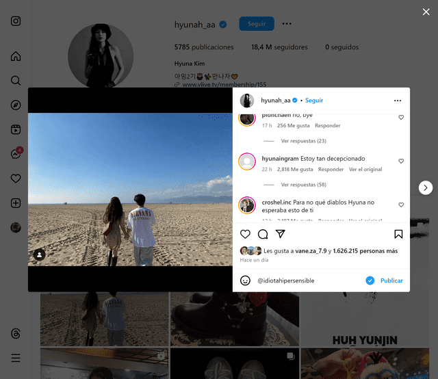  Cuenta de Hyuna. Foto: captura/Instagram Hyunah_aa   