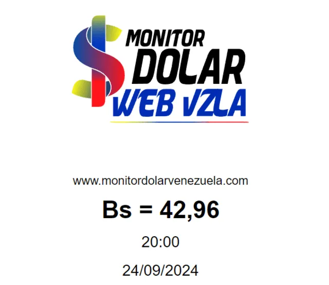  Precio del dólar en plataforma Monitor Dólar hoy, martes 24 de septiembre. Foto: monitordolarvenezuela.com    