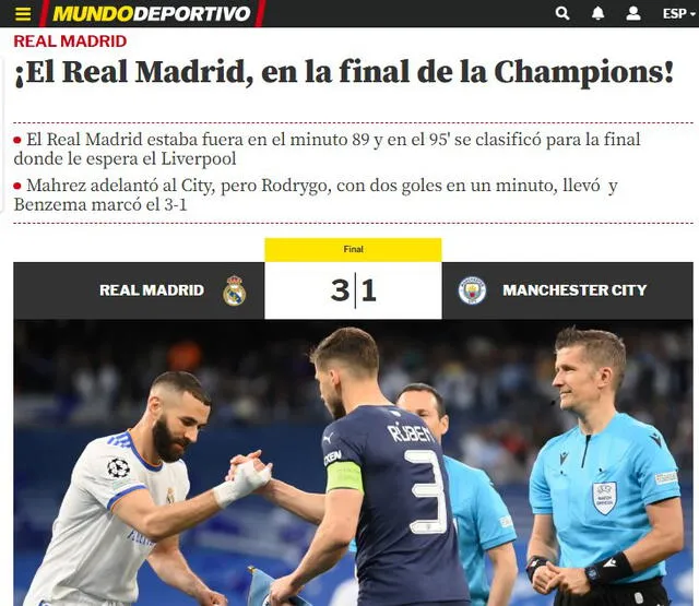 Web de Mundo Deportivo. Foto: captura