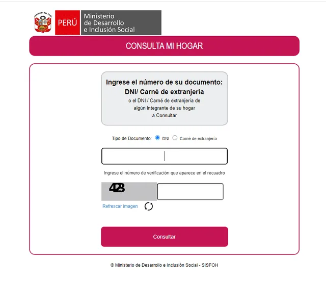 Página web de Sisfoh.   