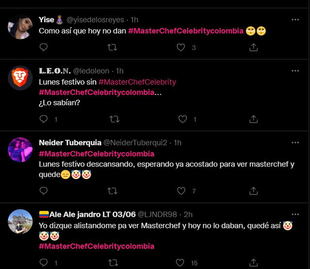 Usuarios esperaron ver MasterChef Celebrity Colombia 2022