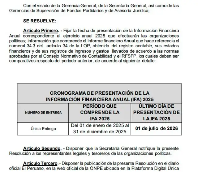 Resolución jefatural emitida por la ONPE Resolución jefatural emitida por la ONPE