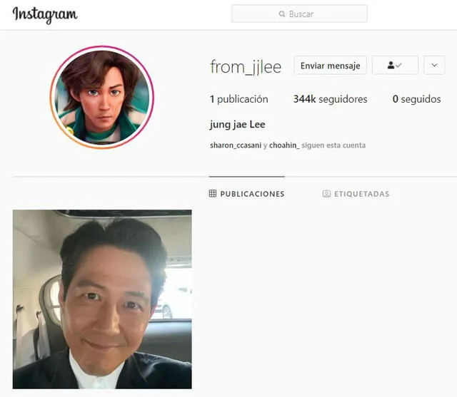 Lee Jung Jae, actor de El juego del calamar en Instagram. Foto: captura @from_jjlee