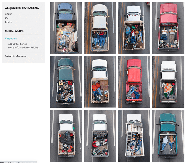Proyecto Carpoolers del fotógrafo Alejandro Cartagena. Foto: captura LR/Circuit Gallery.   