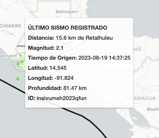 Último temblor registrado en Guatemala. Foto: INSIVUMEH | sismo Guatemala