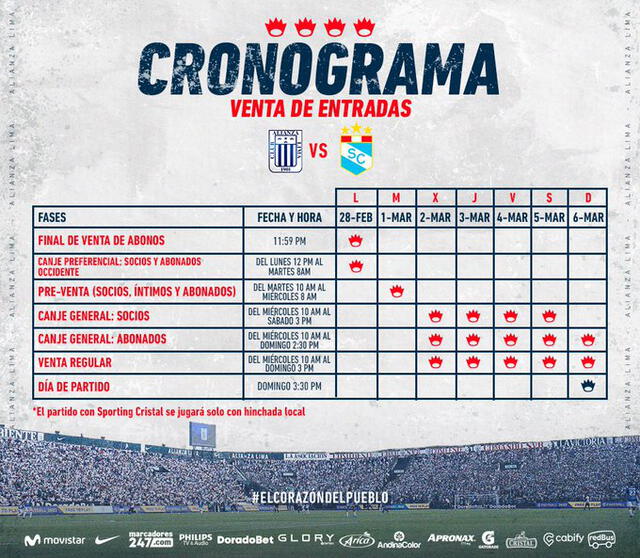 Venta de entradas Alianza Lima vs. Sporting Cristal. Foto: Twitter Alianza Lima