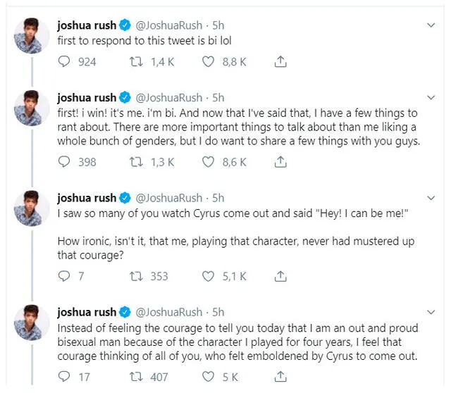 El actor de Disney Joshua Rush se declara bisexual [FOTOS]