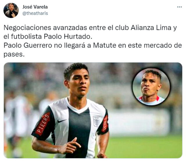 Paolo Guerrero se formó en las menores de Alianza Lima. Foto: captura Twitter José Varela