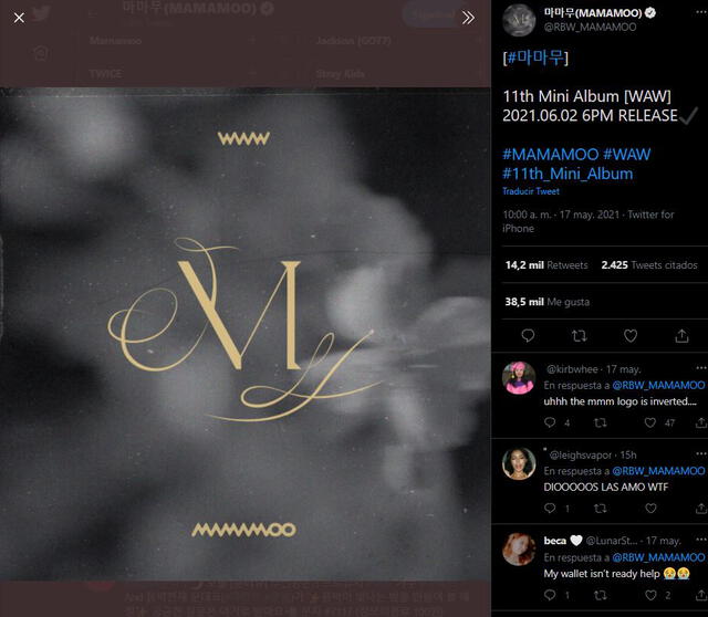 Post sobre la portada del onceavo miniálbum de MAMAMOO. Foto: Twitter