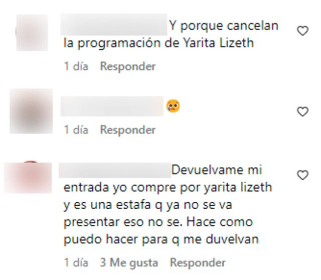  Usuarios molestos por ausencia de Yarita Lizeth. Foto: captura de Instagram  