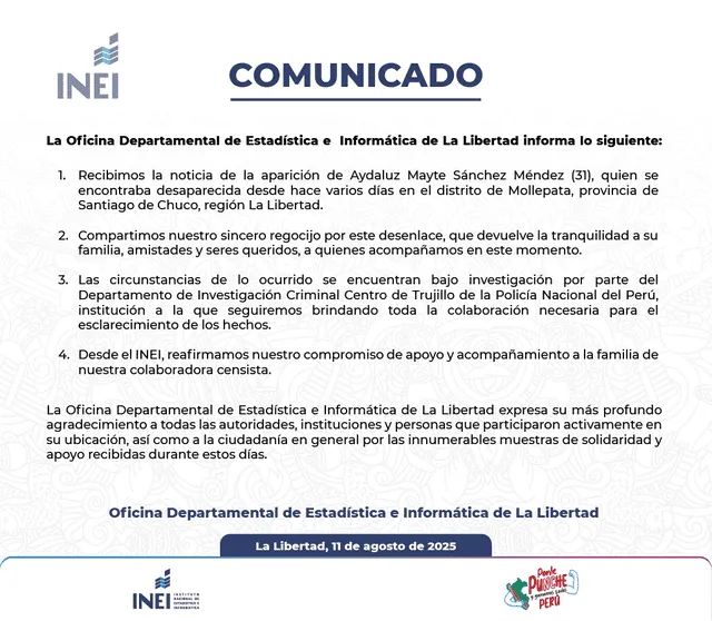 Comunicado INEI tras aparición de censista. Foto: X   