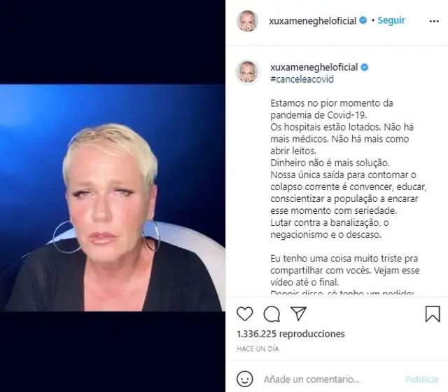 Xuxa revela que contagió a su madre de COVID-19 y murió