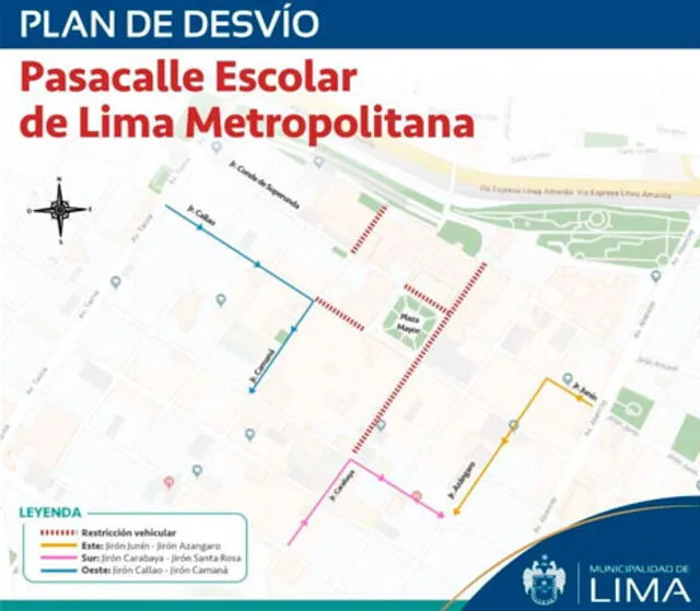 Ruta del Pasacalle Escolar de Lima Metropolitano. Créditos: Municipalidad de Lima.