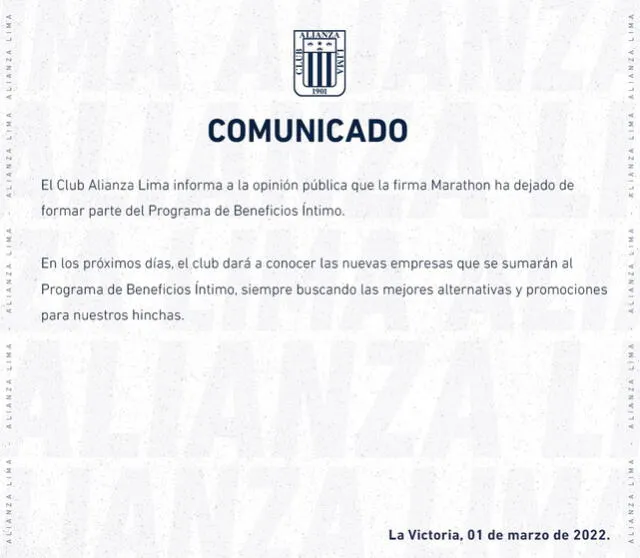 Comunicado de Alianza Lima