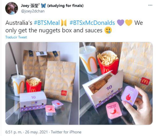 BTS Meal en Australia. Foto: Twitter
