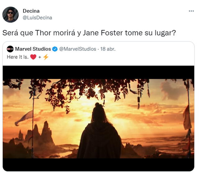 Fans comentan sobre el supuesto guiño a la muerte de Thor en "Love and thunder". Foto: captura de Twitter