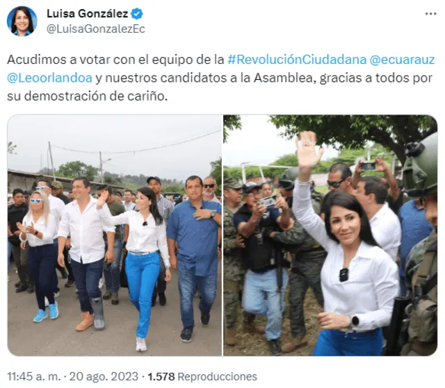 Luisa González en vivo elecciones Ecuador 2023 