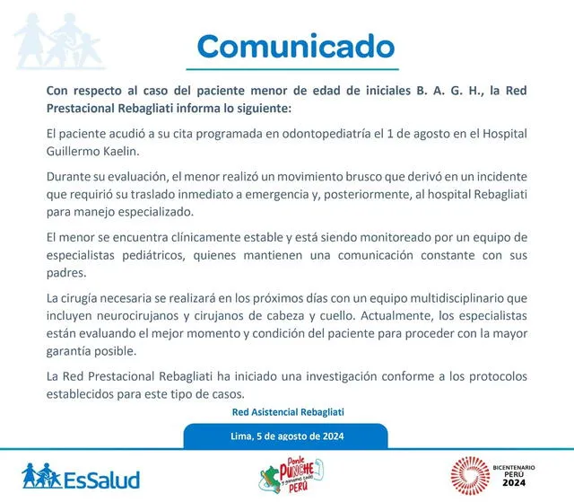 EsSalud emite comunicado   