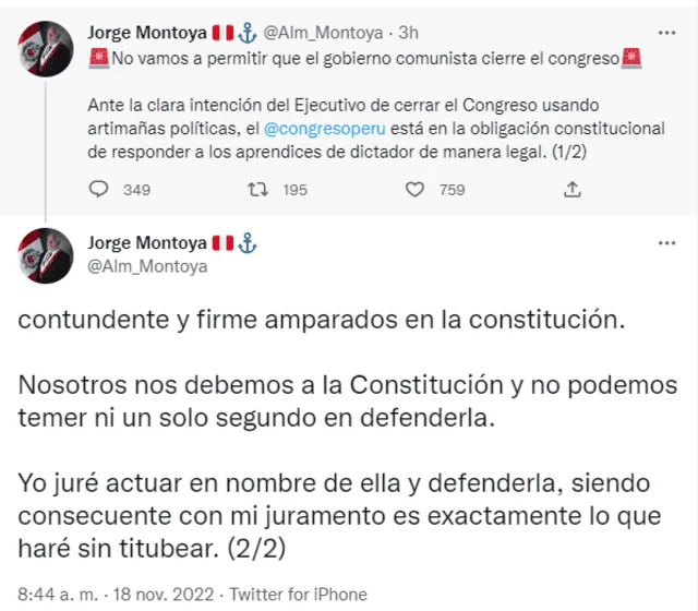 Tuit de Jorge Montoya