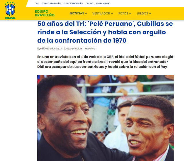 Confederación Brasileña de Fútbol entrevista a Teófilo Cubillas y llama ‘Pelé peruano’