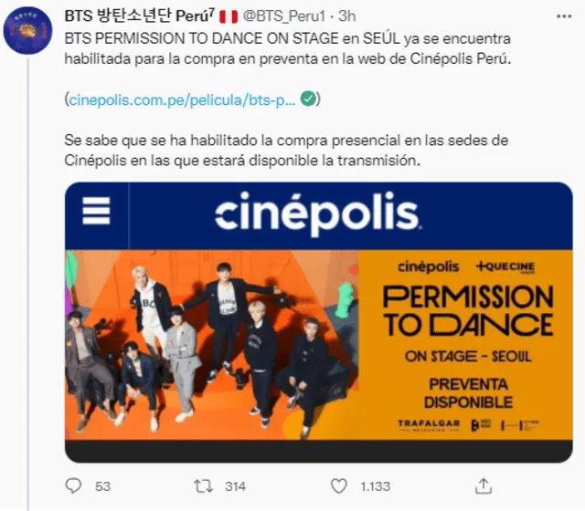 BTS, Permission to dance Seúl, Cinépolis