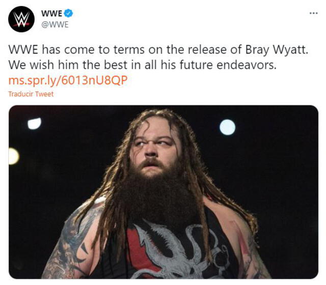 Tuit de WWE sobre Bray Wyatt.