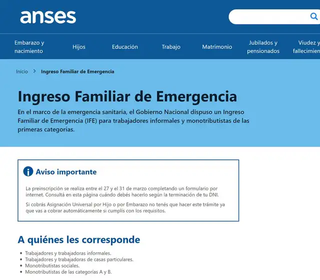 Ingreso Familiar de Emergencia en Argentina. Ingreso Familiar de Emergencia en Argentina.