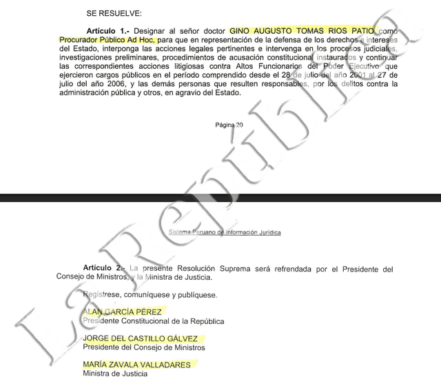 Presidente de la JNJ fue procurador por decisión de Jorge del Castillo, Foto: LR Presidente de la JNJ fue procurador por decisión de Jorge del Castillo, Foto: LR