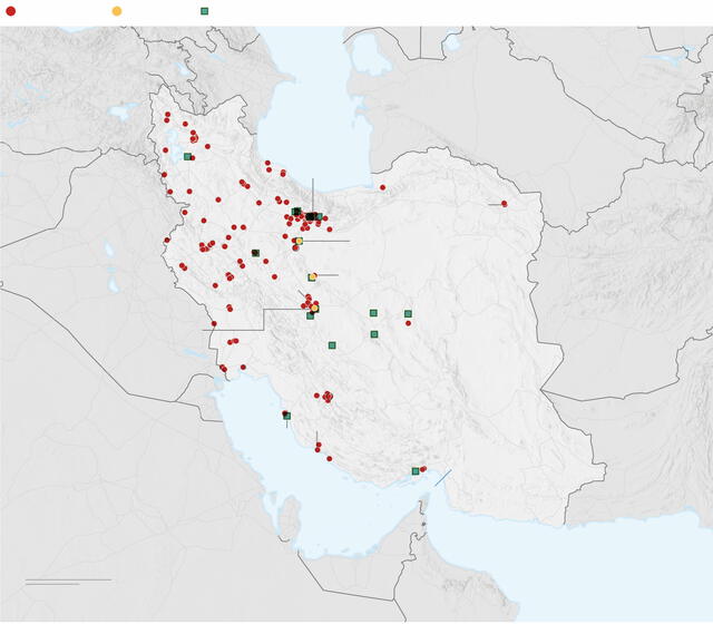  Map showing key locations in Iran targeted by Israeli and U.S. airstrikes since June 13, including nuclear facilities and missile sites. Photo: CNN    