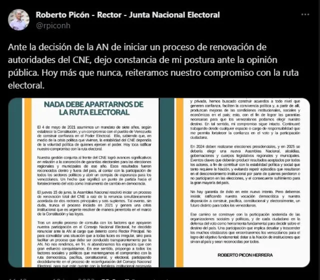 roberto picon | renuncia | cne