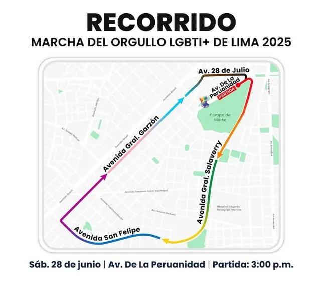 Ruta de la Marcha del Orgullo 2025. Foto: IG   