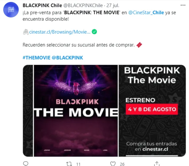BLACKPINK The Movie, Chile