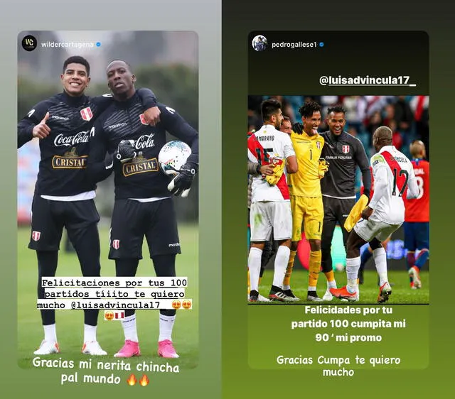 Futbolistas de la selección peruana saludaron a Luis Advíncula. Foto: Captura/Instagram Luis Advíncula