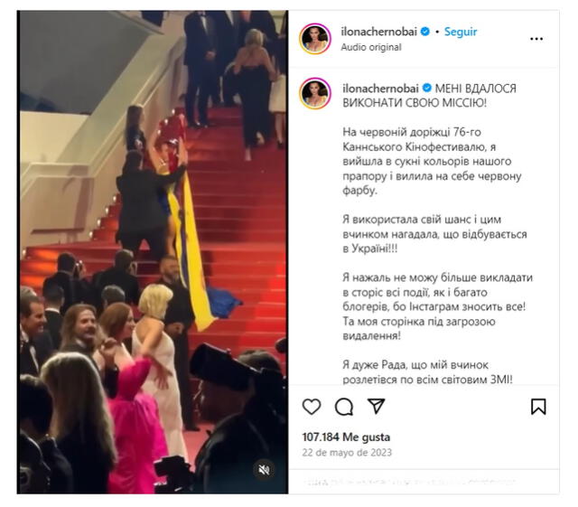 <em> Pronunciamiento de Chernobai en redes sociales. Foto: captura de Instagram</em>   