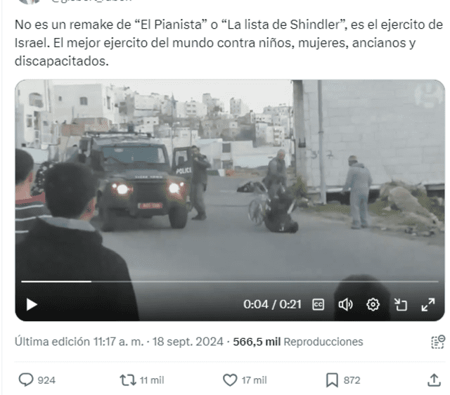  Video viral circula sin contexto en la actual guerra entre Israel y Hamás. Foto: captura en X.<br><br>    