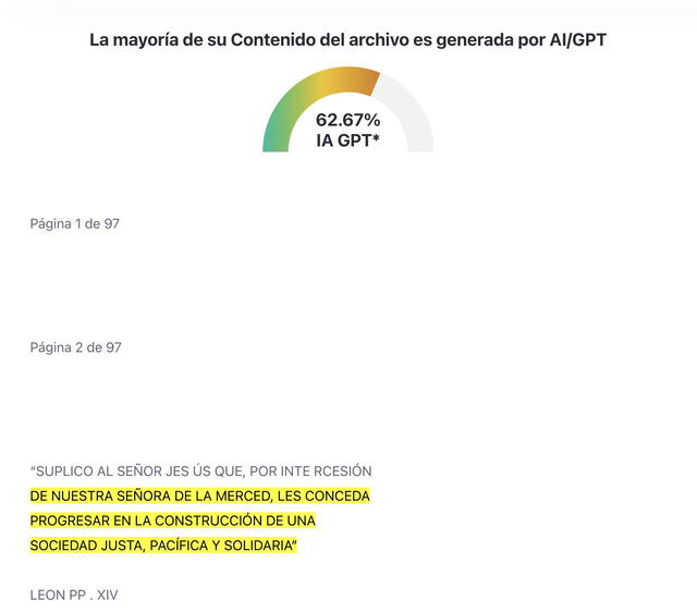 Zerogpt detected 62.67% of the speech would have been generated by AI. Photo: Karen Barboza/X.   