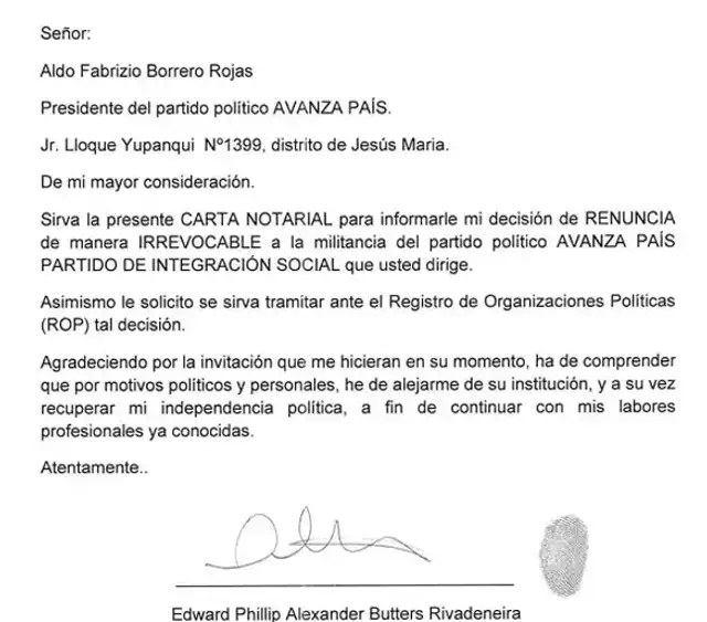 Renuncia de Phillip Butters